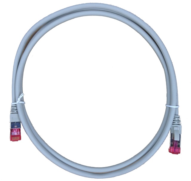 Patchkabel Cat 6A S/FTP 2m Grå 4par Skjermet nettverkskabel 