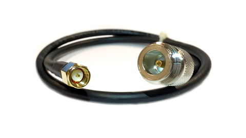 Antenneovergang N-hun/SMA-han 50 cm. LMR200  kabel med N-hun/SMA-han